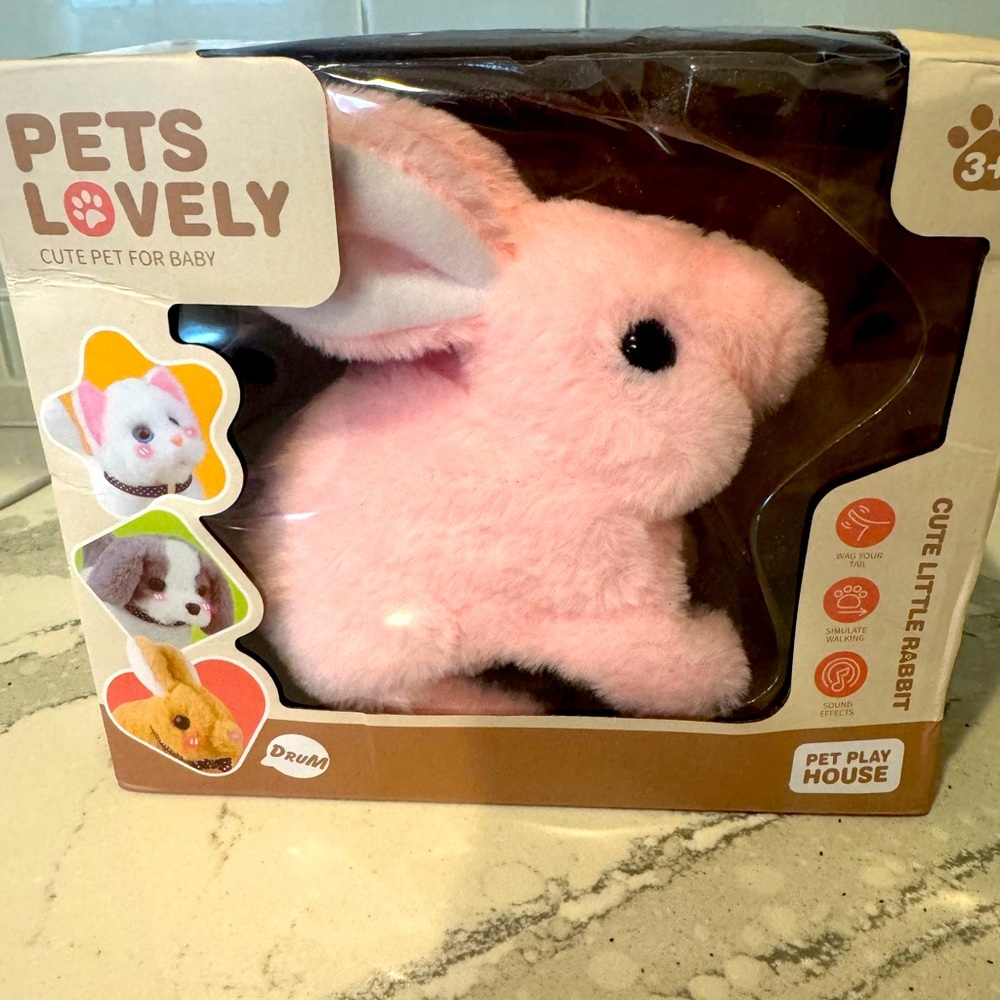 NEW IN BOX Interactive Pink Plush Bunny Toy